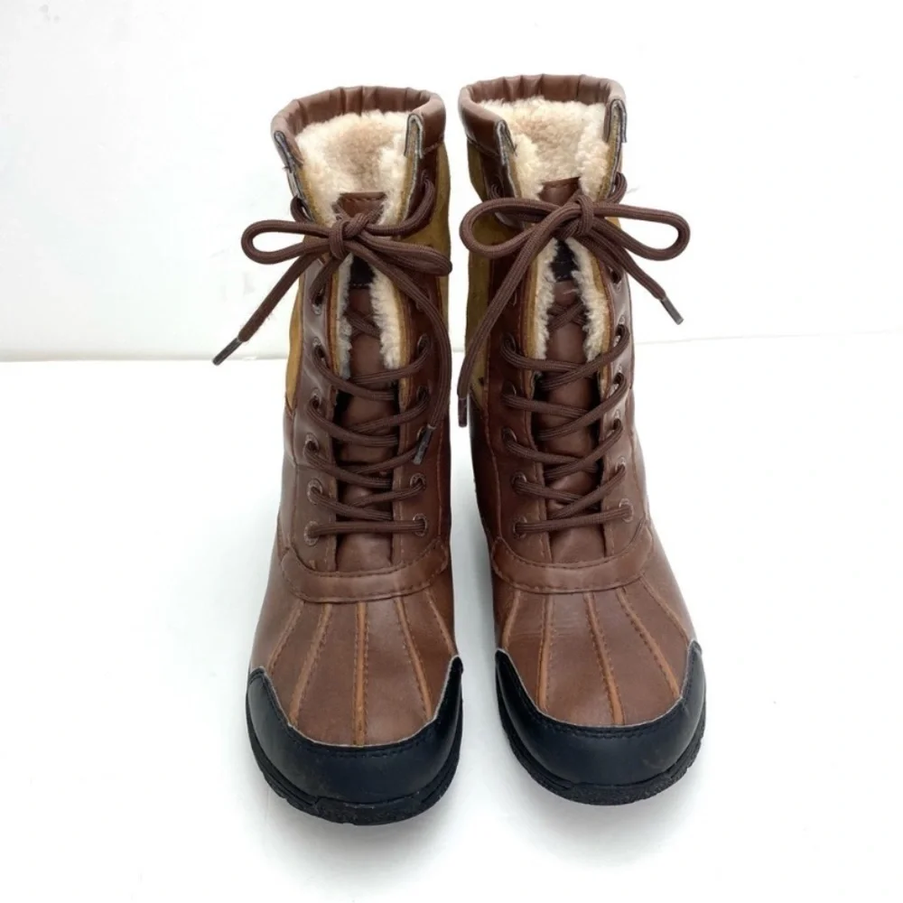 Ugg Butte II Boot Lace up Winter Snow Duck Boots Tan Brown Size 3 S/N 1098890K